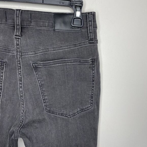 MADEWELL Skinny Jeans Womens Petite 27P Black Mid-Rise Stretch Rip Knee H3149 - Picture 6 of 10